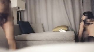 【69堂午夜视频】高颜值大长腿黑裙妹子，开档黑丝高跟鞋镜头前口交骑乘猛操